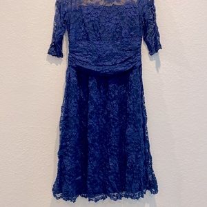 Blue lace mid-dress